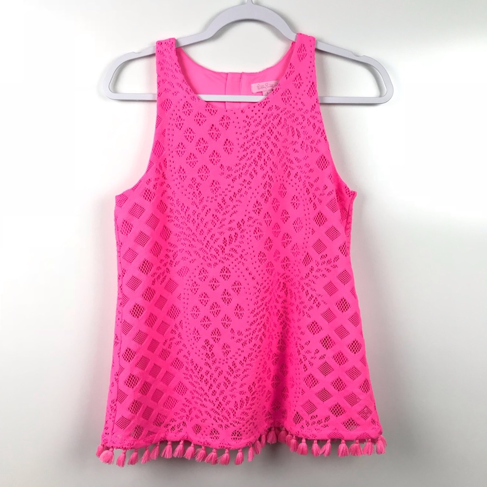 Lilly Pulitzer | Pink Lynn Pineapple Lace Top S